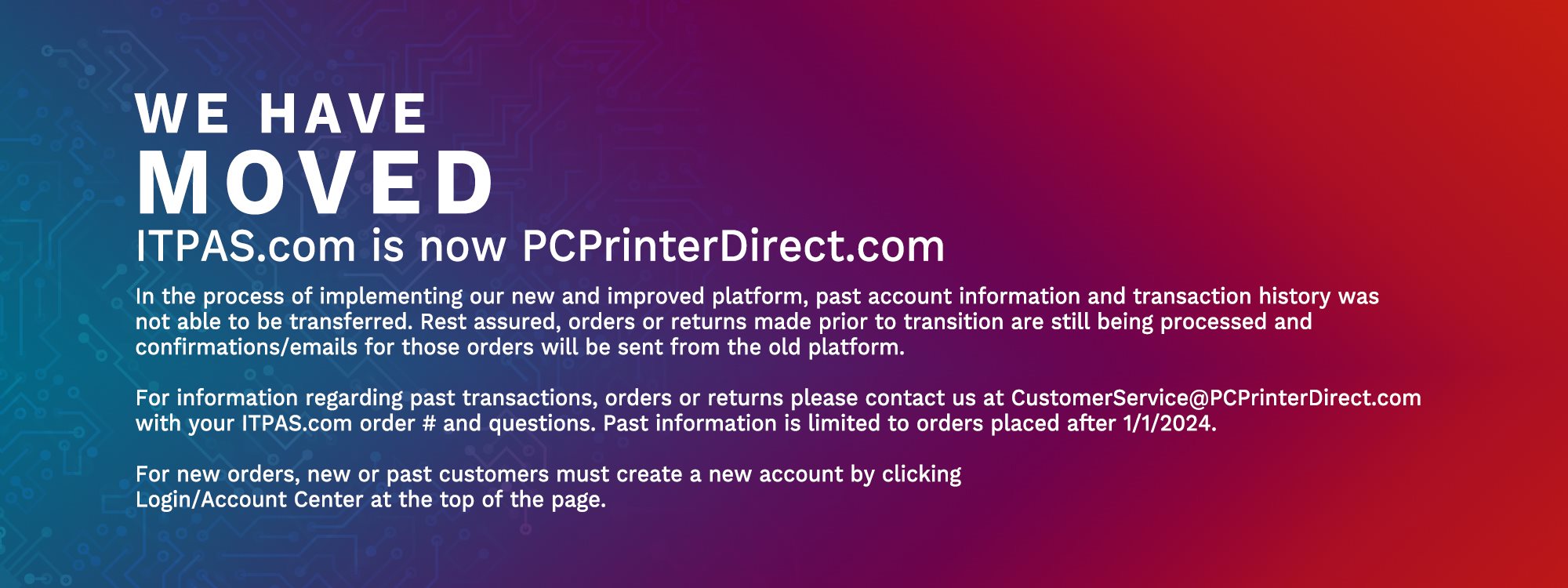 We Moved ITPAS is now PCPrinterDirect